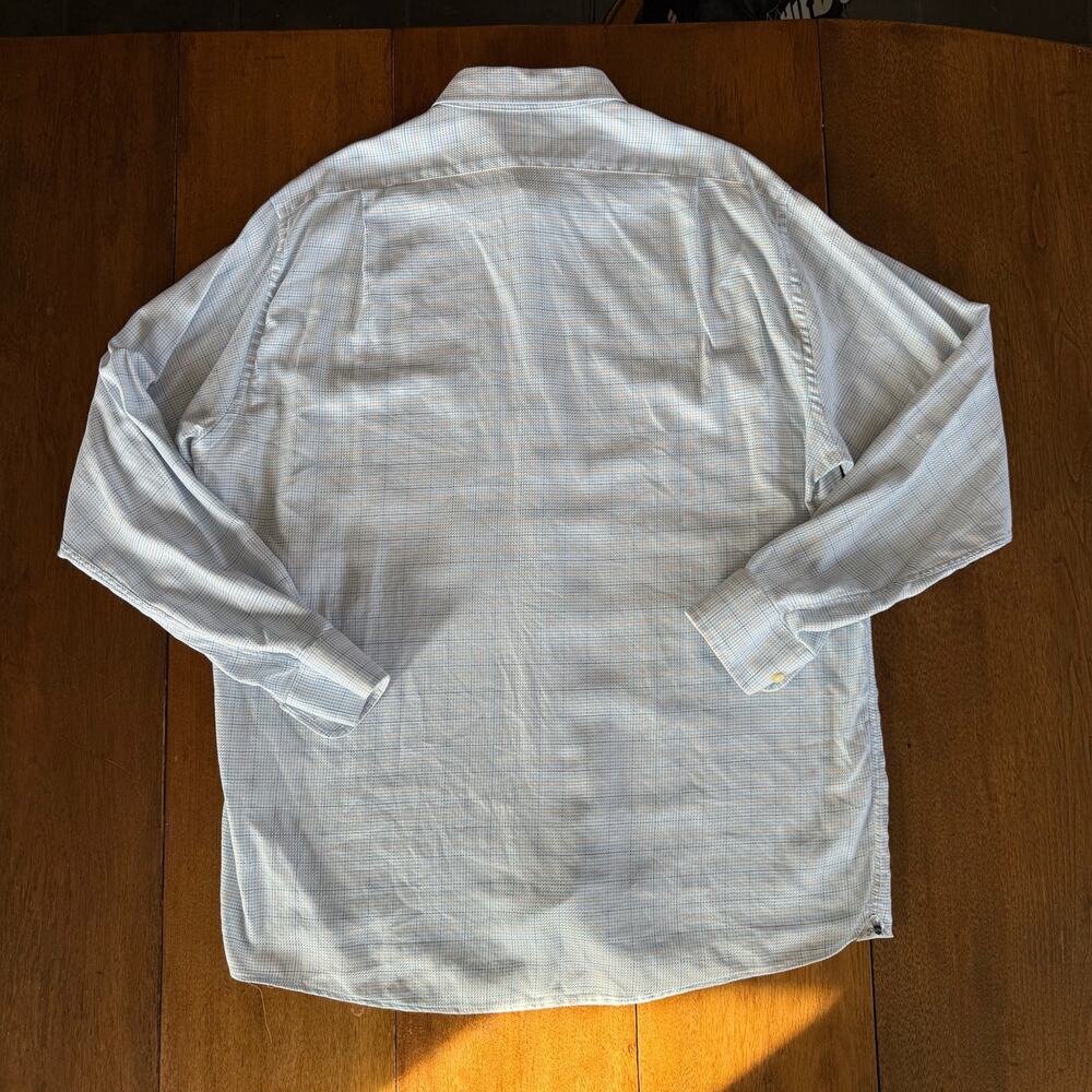 Peter Millar Mens Button Down Shirt Powder Blue Plaid Cotton Sz XL Easter Spring - Picture 4 of 11